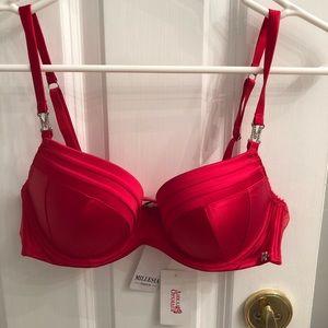 NWT Millesia Silk Red Push Up Bra